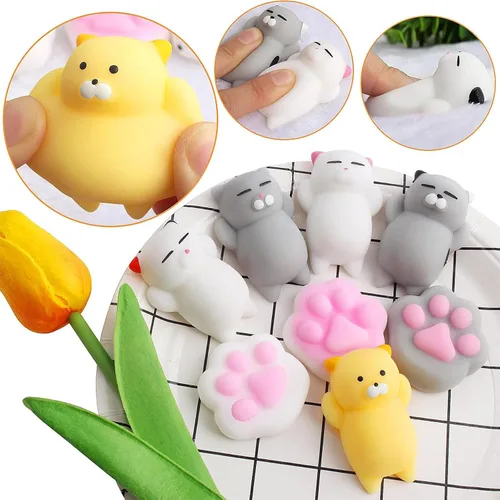 Miniatura 3 de Outee 10 piezas de juguetes Mochi lindos, juguetes de gato Mochi para aliviar el estrés, juguetes para fiestas, juguetes para niños, juguetes