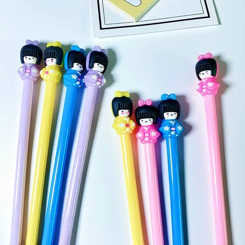 Miniatura 8 de Juego de bolígrafos de gel a la moda, lindo color caramelo, colorido, tinta de gel, bolígrafos kawaii encantadores dibujos animados japonesas
