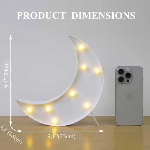 Miniatura 2 de Letreros LED de marquesina en forma de luna, luces nocturnas iluminadas a pilas, lámpara de luna creciente para dormitorio, Navidad, decoración