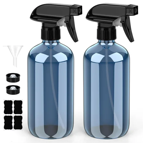 Miniatura 8 de Bontip - Botella de vidrio con atomizador, juego de botellas de vidrio con atomizador y accesorios para limpiadores de ventanas no tóxicos, Ámbar
