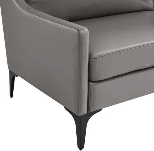Miniatura 8 de Modway Sofá Corland de cuero y metal de estilo moderno en acabado gris