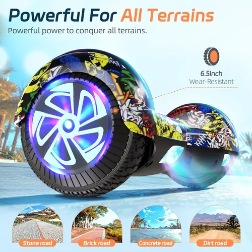 Miniatura 2 de Scooter con luces LED Bluetooth Corlorful, ruedas de 6.5 pulgadas, scooter de motor dual de 300 W para niños, niñas, niños y adultos, todas