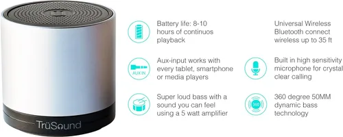 Miniatura 5 de TruSound - Altavoz Bluetooth inalámbrico portátil, mini altavoz Bluetooth con micrófono, altavoz de subwoofer fuerte, altavoz portátil