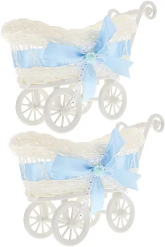 2 cestas tejidas de ratán de imitación, lindo carrito de almacenamiento de dulces para fiestas, duchas y decoración para golosinas y juguetes