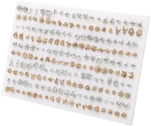 Juego de 100 pareslote de aretes de cristal geométricos de flores de frutas coloridas para mujeres y niñas, aretes de plástico, regalos de joyería