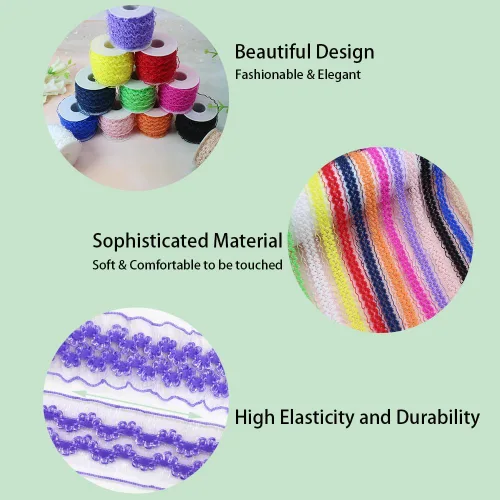 Miniatura 5 de Cinta de encaje elástica negra con volantes de 20 yardas para coser de 1 pulgada de organza de doble onda, ajuste de encaje, ropa y ropa