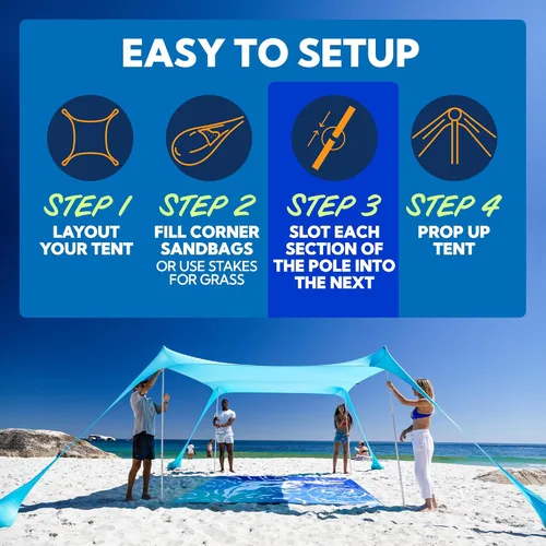 Miniatura 5 de SUN NINJA Postes de repuesto para tienda de playa, 2 postes incluidos