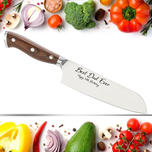 Miniatura 3 de Santoku Cuchillo de acero inoxidable profesional grabado personalizado cocina cuchillo de chef 7 pulgadas personalizado