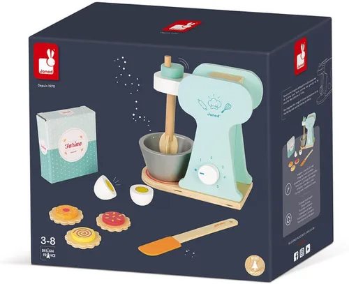 Miniatura 4 de Janod - Juego de mezclador pequeño de madera - Juguete de cocina Make-Believe - 6 accesorios incluidos - Adecuado para edades de 8 años en adelante