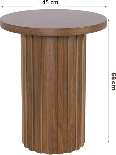 Miniatura 2 de Fsbecl Mesa auxiliar de pedestal de granja, mesa auxiliar redonda con panel estriado, mesa rústica para bebidas para sala de estar de espacio