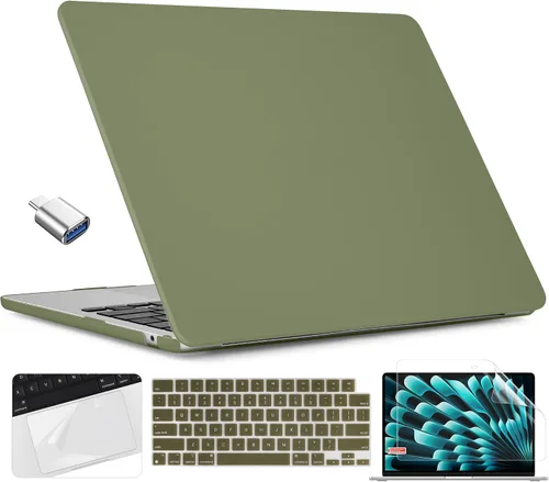 Miniatura 36 de TWOLSKOO Compatible con funda para MacBook Air M4 de 15 pulgadas versión 2025-2023 M4 A3241 M3 A3114 M2 A2941, carcasa rígida de plástico y Cristal