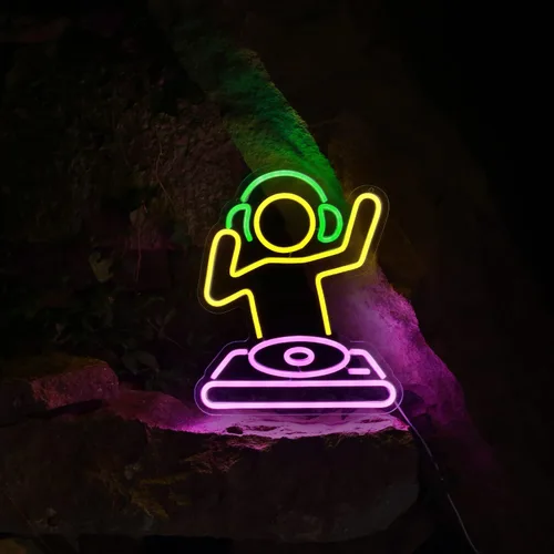 Miniatura 5 de Letrero de neón para reproductor de DJ para bar, funciona con USB, para la cueva del hombre, letrero de neón de anime, luz LED de neón regulable
