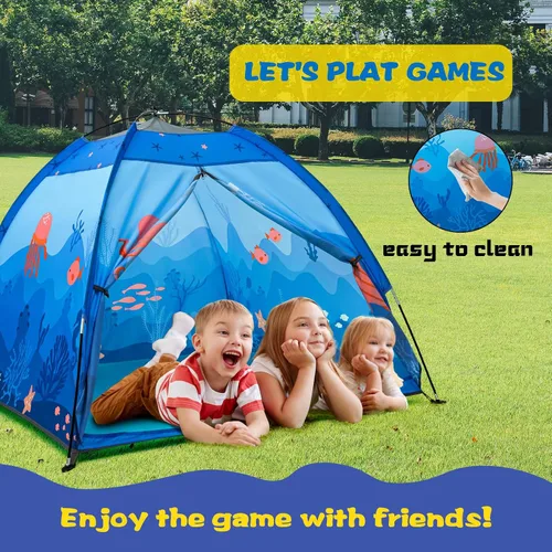 Miniatura 3 de Tienda de juegos submarina para niños, tienda de campaña plegable desplegable para interiores y exteriores, fiesta submarina, tienda de juguetes Azul