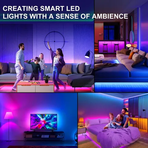 Miniatura 6 de Tiras de Luces LED, 50 pies RGB Inteligente con Sincronización Musical Bluetooth App y Control Remoto, Luces LED Alimentadas por USB para TV