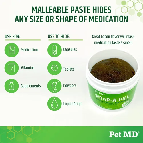 Miniatura 2 de Pet MD Wrap A Pill Paste - Pastilla con sabor a tocino para perros, crea un bolsillo para ocultar pastillas y medicamentos, 59 porciones