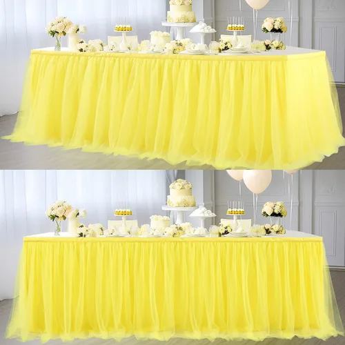 Miniatura 31 de Suppromo - Falda de mesa con tutú de calidad superior, con 3 capas de malla, plisada, de tul, para fiestas, bodas, baby shower, fiestas de Rosa