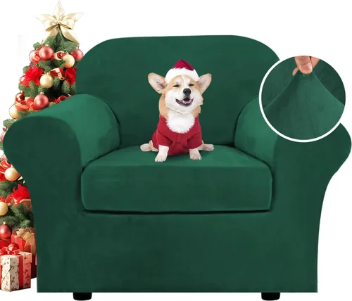 Miniatura 31 de H.VERSAILTEX Fundas de Sofá Elásticas de Terciopelo Real Suave de 3 Piezas Fundas de Sofá para Sofá de 2 Cojines Fundas de Loveseat con Ancho de Gris