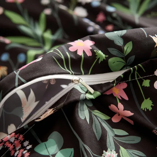 Miniatura 6 de Nayoroom Funda de edredón floral negra, tamaño Queen, funda de edredón de flores botánicas de primavera, 3 piezas, suave, ligera, juego de ropa