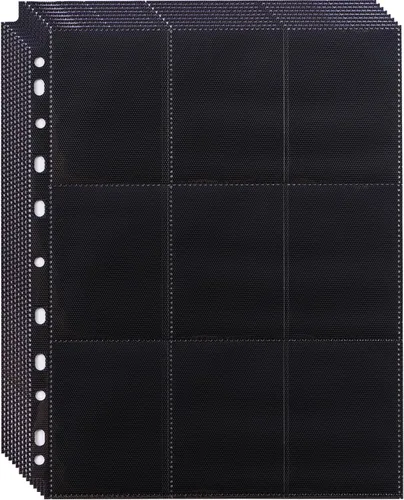 Miniatura 9 de Paquete de 20 fundas negras de 360 bolsillos para tarjetas coleccionables, fundas gruesas de doble cara para tarjetas de juego para carpeta de 3