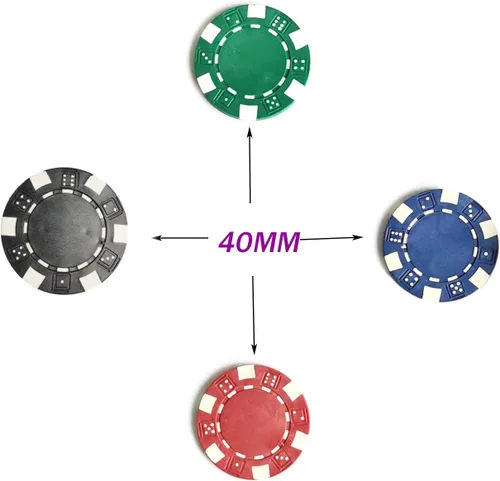 Miniatura 3 de SEETOOOGAMES 200 Piezas 11.5g Fichas de Póquer de Casino con Diseño de Dados a Rayas de Compuesto de Arcilla - 4 Colores (rojo, verde, negro y azul)