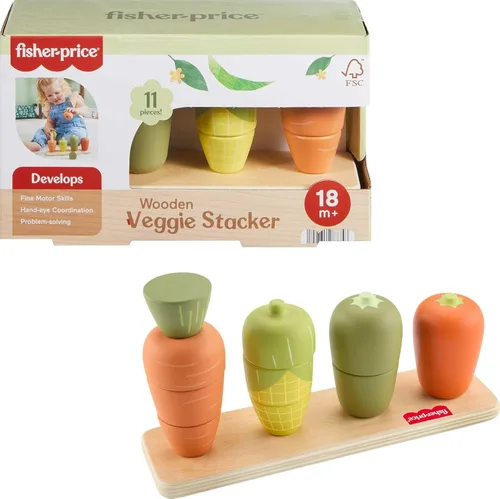 Miniatura 7 de Fisher-Price Juguete de madera para bebés, apilar y clasificar animales, 10 piezas de madera para juegos de desarrollo para bebés y niños pequeños a