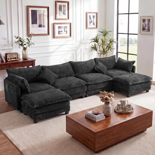 Miniatura 10 de Vesgantti Sofá de nube de 74 pulgadas para sala de estar, sofá modular de 2 plazas, sofá modular de pana de doble cojín, sofás pequeños de pana