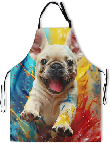 Miniatura 20 de Delantal impreso delantales de pintura de poliéster con bolsillo para cocinar cocina a la parrilla adultos