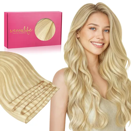 Miniatura 10 de WENNALIFE Extensiones de cabello humano real, 20 pulgadas, 3.53 onzas, color marrón chocolate, trama, cabello Remy atado a mano, extensiones