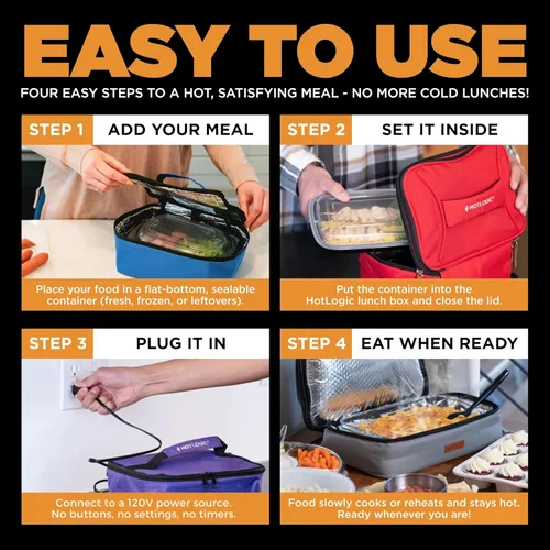 Miniatura 3 de HOTLOGIC Mini lonchera térmica - Calentador eléctrico portátil de alimentos para hombres y mujeres - Ideal para el trabajo, la oficina y la Azul