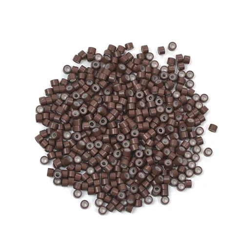 Miniatura 16 de 200 cuentas de oropel forradas de silicona de 0.157 in para extensiones de cabello (negro)