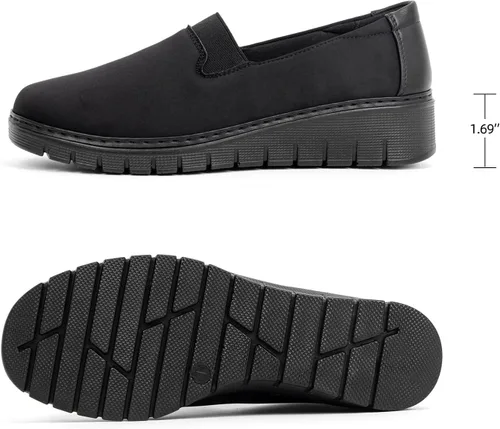 Miniatura 3 de Mocasines Ortopédicos para Mujer de Punta Redonda Cómodos sin Cordones para Juanetes Zapatos de Trabajo Elásticos para Caminar Zapatos Ortóticos