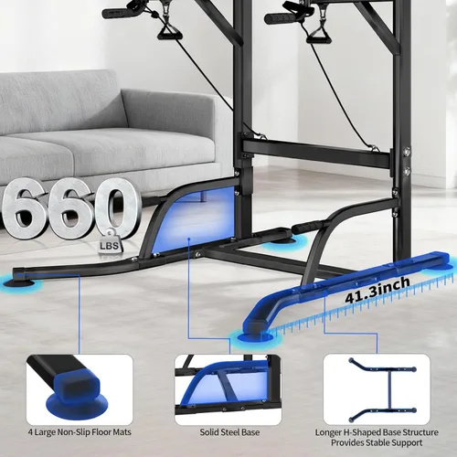 Miniatura 7 de Pull Up Tower Dip Station, Adjustable Free Standing Pull Up Bar, Multi-Function Power Tower for Home Gym Workout and Strength Training