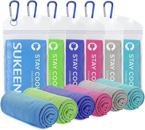 Miniatura 9 de Sukeen Paquete de 10 toallas refrescantes (40 x 12 pulgadas) para sudor, envolturas refrescantes para el cuello, toallas de hielo suaves y Rosa