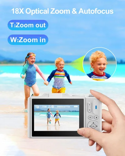 Miniatura 4 de Cámara digital 5K para fotografía con WiFi, cámara de vlogging Ultra HD de 75MP para YouTube con pantalla abatible de 180° de 3 pulgadas, cámaras