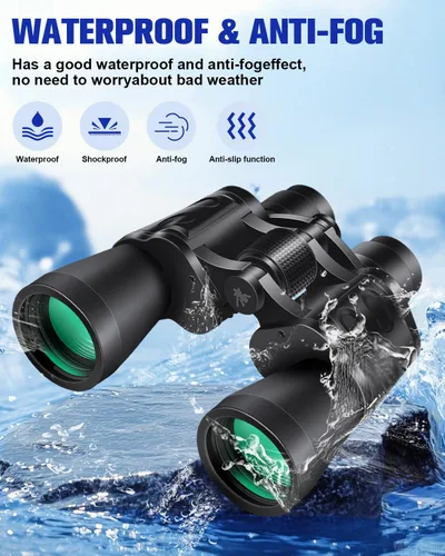 Miniatura 10 de 20x50 prismáticos de alta potencia para adultos, prismáticos claros y duraderos para observación de aves, turismo, observación de vida silvestre