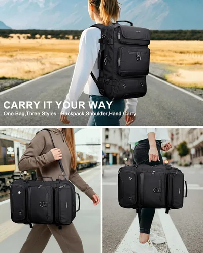 Miniatura 2 de PIJUSHI Mochila de viaje de mano para mujeres y hombres, bolsa de lona convertible, mochila de equipaje grande, para laptop de 16 pulgadas