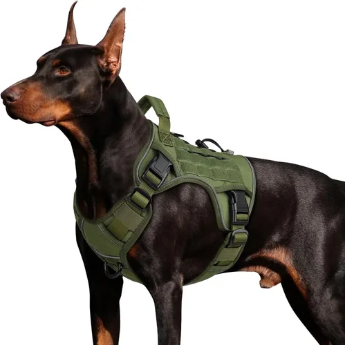 Miniatura 19 de WINGOIN - Arnés táctico púrpura para perros medianos, arnés resistente sin tirones con asa, chaleco militar K9 reflectante ajustable para mascotas