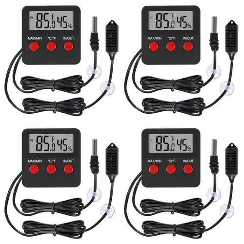 Miniatura 9 de Termómetro digital y termómetros de humedad para interiores y exteriores, medidor de temperatura e higrómetro digital con sonda para terrario de 3