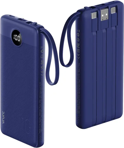 Miniatura 9 de VRURC Cargador de teléfono portátil, cargador portátil de viaje con 4 cables, 5 salidas 2 entradas banco de energía USB C delgado, cables integrados