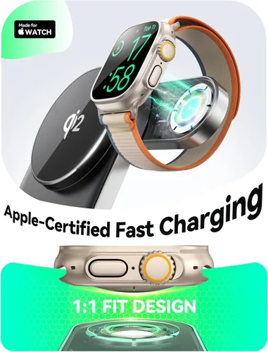 Miniatura 8 de Estación de carga inalámbrica Qi2 3 en 1, soporte de cargador inalámbrico rápido JOYROOM de 15 W para iPhone 16/15/14/13, Apple Watch, AirPods