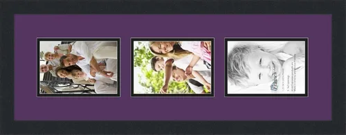 Miniatura 3 de ArtToFrames Marco de fotos tipo collage con estera doble con 3 aberturas de 5x7 y marco negro satinado Uva