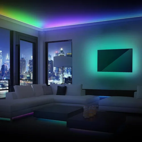 Miniatura 8 de Monster Tira de luces LED inteligentes RGB+IC de 25 pies, tira de luces reactivas de sonido para dormitorio, control de aplicación y voz, tira