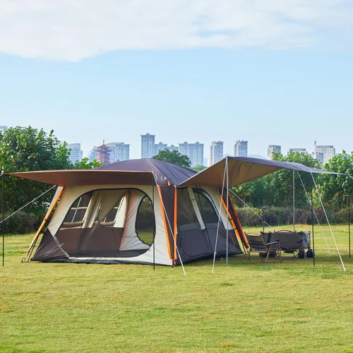 Miniatura 10 de KTT Extra Large Tent 6-12-14 Person,Family Cabin Tents,2 Rooms,3 Doors and 3 Windows with Mesh,Straight Wall,Waterproof,Double Layer,Big Tent for