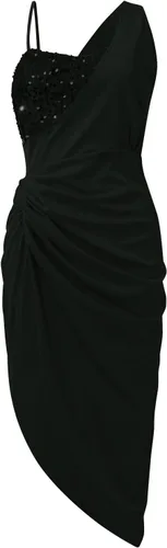 Miniatura 5 de YUTANRAL Vestidos ajustados de verano 2023 para mujer, sexy, de un hombro, de satén, fruncido, con abertura, para club, cóctel, vestidos formales