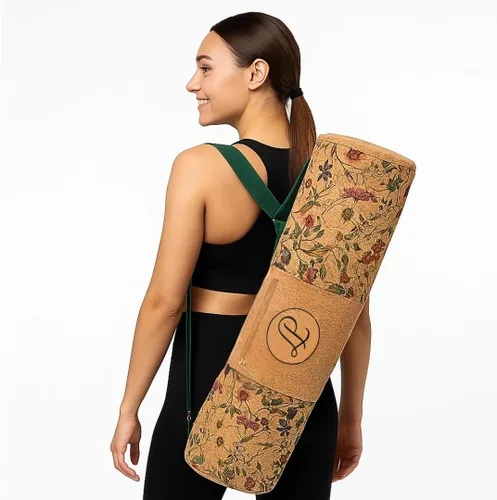Lumberjack Plaid Bolsa de corcho para esterilla de yoga – Se adapta a tapetes de hasta 72 pulgadas de largo y ½ pulgadas de grosor (aproximadamente