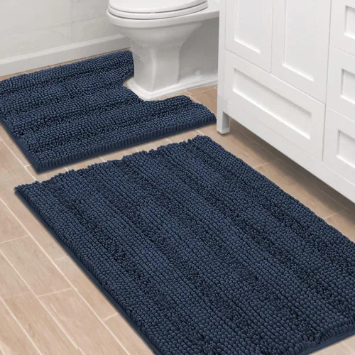 Miniatura 103 de H.VERSAILTEX - Alfombras de baño, juego de 2 piezas, alfombra de contorno para baño, juego de alfombras para inodoro, alfombra antideslizante