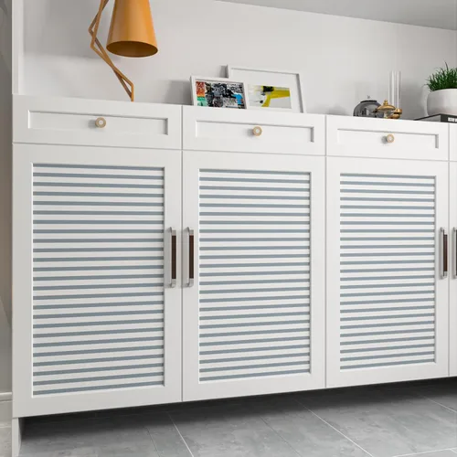 Miniatura 8 de Cohoo Home Papel tapiz a rayas para despegar y pegar, papel de contacto bohemio para gabinetes, rayas grises y blancas, papel tapiz moderno
