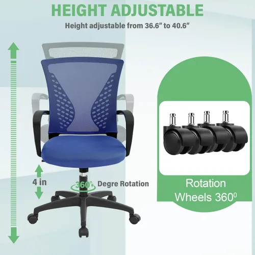Miniatura 6 de Silla de escritorio de oficina, silla ergonómica para juegos de computadora con ruedas giratorias de 360 grados, sillas de escritorio de oficina