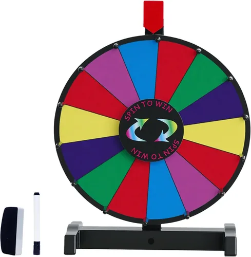 iElyiEsy Rueda giratoria de premio de 12 pulgadas con 14 ranuras de color personalizables, rueda giratoria de mesa para juegos, ferias comerciales,