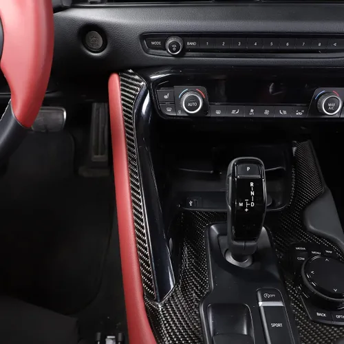 Miniatura 4 de Daeiclru Tira decorativa de fibra de carbono real para palanca de cambios de automóvil para Toyota Supra GR A90 A91 MK5 2019-2022, tira de ajuste